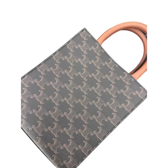 Celine Womens Mini Vertical Cabas Bag With Triomphe Canvas & Calfskin Handles - Picture 2 of 13